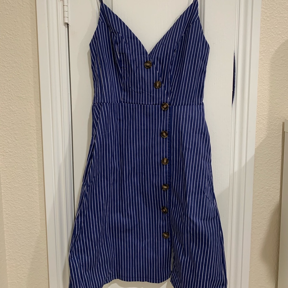 Blue and White Striped Summer Dress